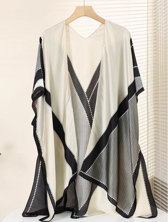 Silk Feeling Patterned Cape